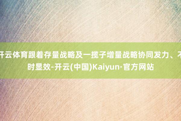 开云体育跟着存量战略及一揽子增量战略协同发力、不时显效-开云(中国)Kaiyun·官方网站